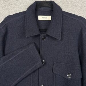 Buck Mason Shacket Mens M Navy Blue Felted Wool Shirt Jacket Rugged Chore